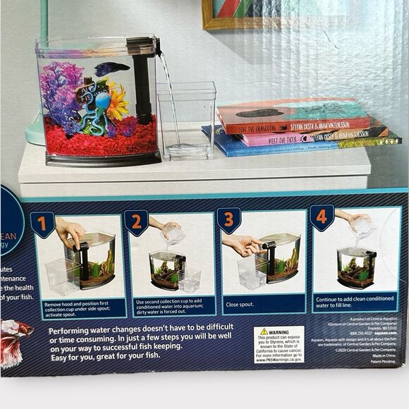 Aqueon BettaBow 1 Quick Clean Aquarium Kit Black (1 gallon) FishTank Betta Bowl - Picture 7 of 9